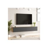 Mueble de TV de Pared moderno Antracita y Roble con 2 Cajones - 180x31.6x29.6 cm.
