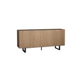 Buffet con Patas Metálicas en Melamina Roble y Negro, 180x42x80 cm, Ideal para Comedores y Salones