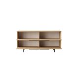 Buffet de Melamina en Color Natural-Negro, 160x44.5x74 cm, Gran Resistencia para un Uso Duradero.