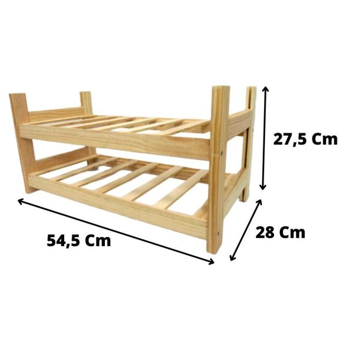 Botellero de Madera de Pino apilable en Color Natural para 12 Botellas y con 2 Niveles de Altura