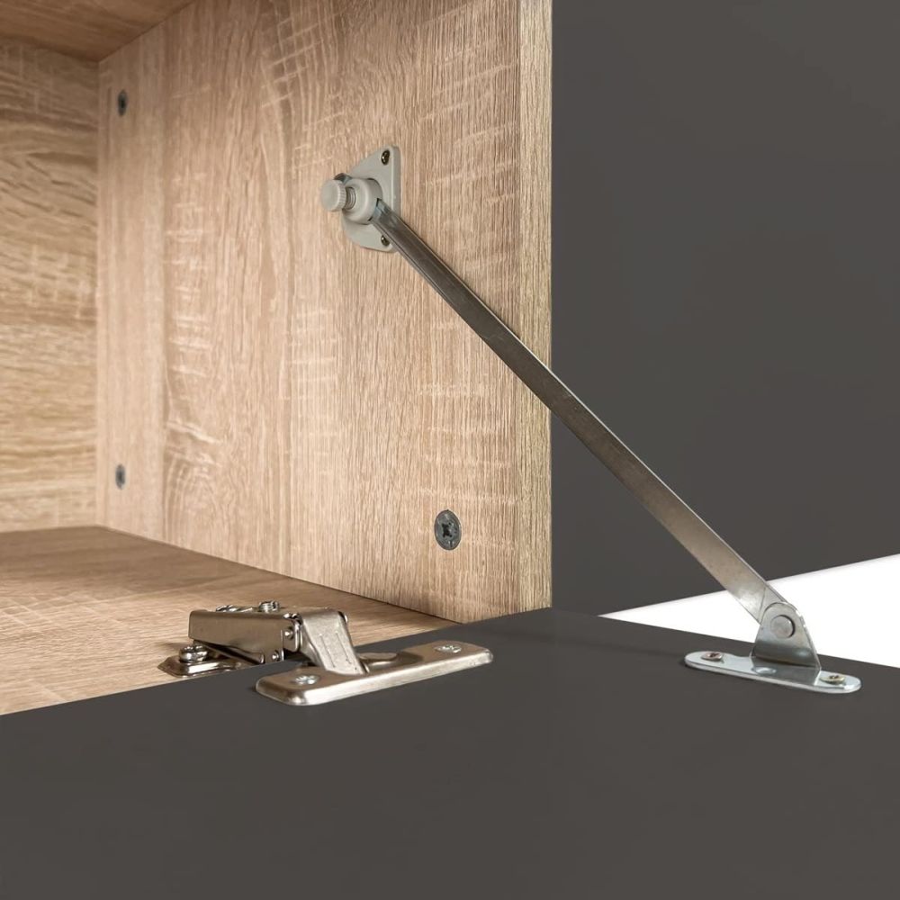 Meyvaser Mueble de salón y TV Composición de salón grande 263 Cm Cambrian- Grafito en madera de gran calidad