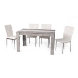 Mesa de Comedor Moderna 135x80x75 cm, Tapa MDF Gris Cemento y Blanco con Patas Resistentes - Estilo Moderno