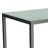 Mesa Fija para Cocina con Estructura de Acero Pintado Color Aluminio y Tapa de Cristal Templado Blanco - Medidas 110x70x75 cm