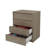 Cómoda Cajonera 4 cajones acabado en Color Roble 74cm(alto)