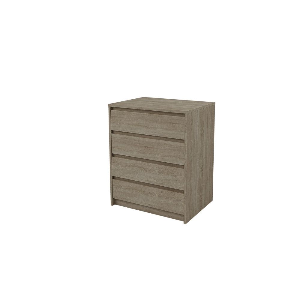 Cómoda Cajonera 4 cajones acabado en Color Roble 74cm(alto)