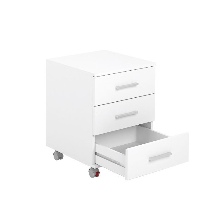 Cajoneras Para escritorio con ruedas 3 Cajones color blanco 58 x 45 x 44 Cm (alto x ancho x fondo)
