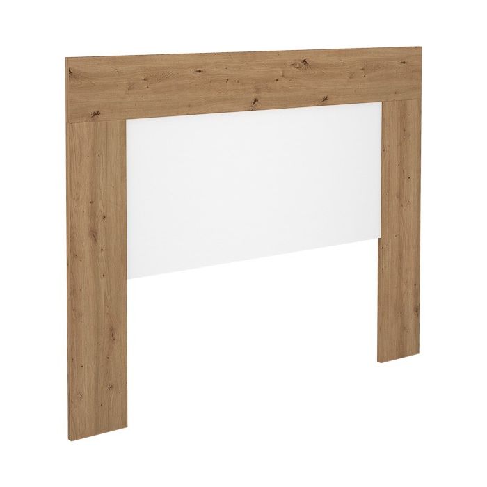 Cabezal para Cama de Matrimonio con patas, Color Blanco y Roble, Medidas: 160 cm (Ancho) x 130 cm (Alto) x 2,5 cm (Fondo)
