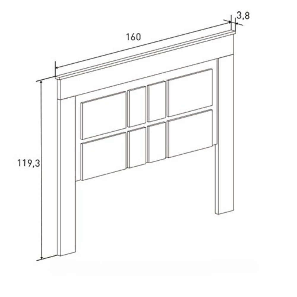 Pack de Dormitorio con Cabecero de 160 x 120 cm + 2 Mesitas de Noche + Sinfonier | Color Cambria y Blanco