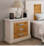Mesita de Noche 3 Cajones, Mesilla de Dormitorio, Color Andersen Pino-Roble , Medidas: 66 cm (anc) x 39,6 cm (Fo) x 63,8 cm (Al)